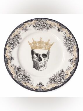 Royal Stafford King Skull Plate Gothic Crown Black Floral England